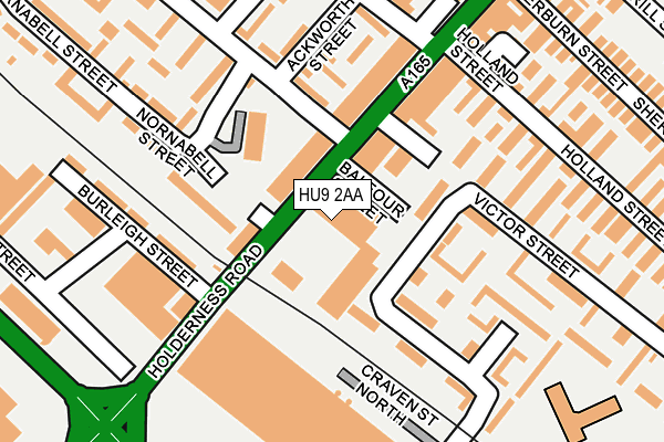 HU9 2AA map - OS OpenMap – Local (Ordnance Survey)