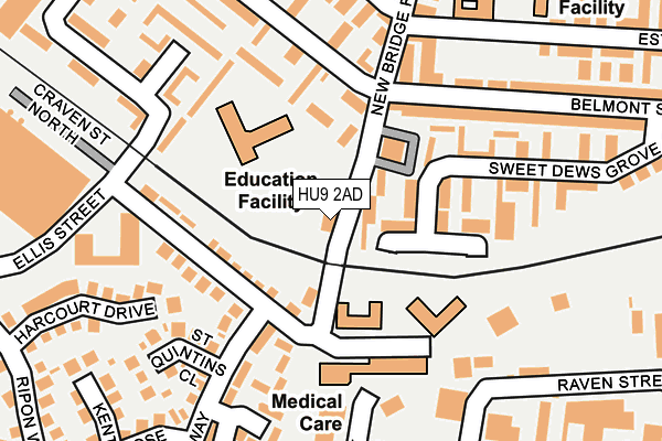 HU9 2AD map - OS OpenMap – Local (Ordnance Survey)