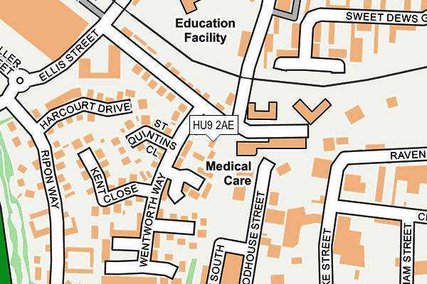 HU9 2AE map - OS OpenMap – Local (Ordnance Survey)