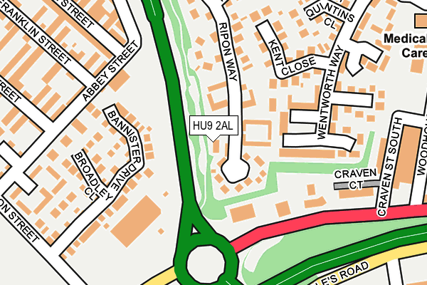 HU9 2AL map - OS OpenMap – Local (Ordnance Survey)