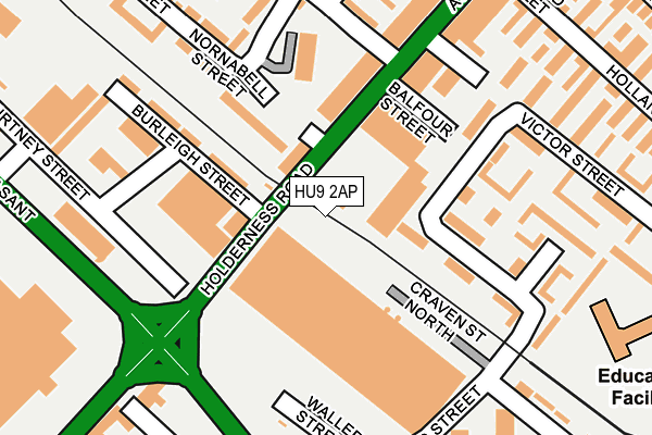 HU9 2AP map - OS OpenMap – Local (Ordnance Survey)