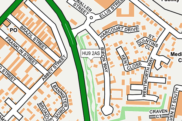 HU9 2AS map - OS OpenMap – Local (Ordnance Survey)