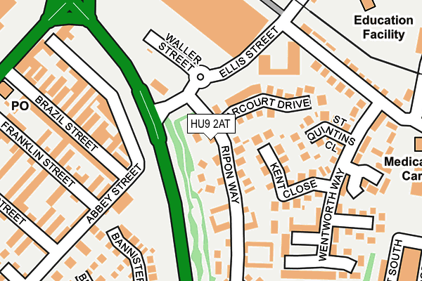 HU9 2AT map - OS OpenMap – Local (Ordnance Survey)