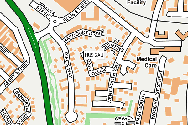 HU9 2AU map - OS OpenMap – Local (Ordnance Survey)