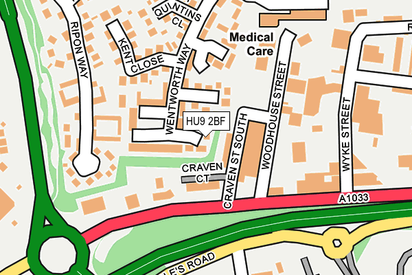 HU9 2BF map - OS OpenMap – Local (Ordnance Survey)