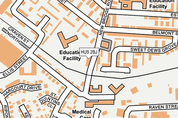 HU9 2BJ map - OS OpenMap – Local (Ordnance Survey)