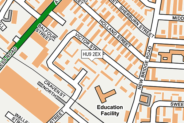 HU9 2EX map - OS OpenMap – Local (Ordnance Survey)