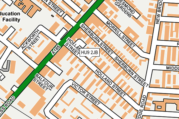 HU9 2JB map - OS OpenMap – Local (Ordnance Survey)