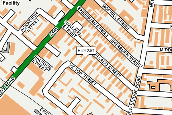 HU9 2JG map - OS OpenMap – Local (Ordnance Survey)