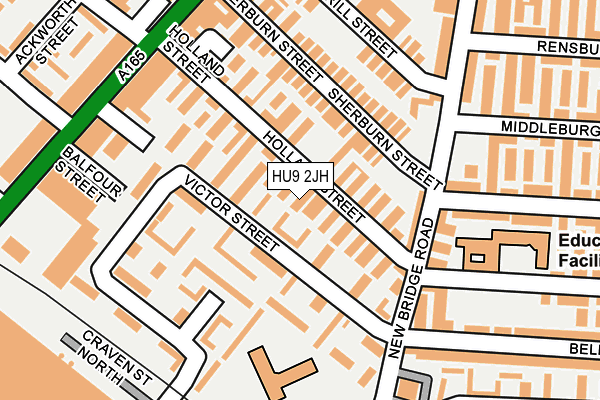 HU9 2JH map - OS OpenMap – Local (Ordnance Survey)