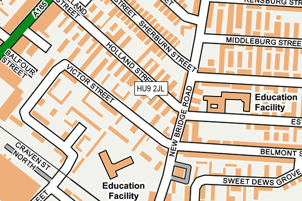 HU9 2JL map - OS OpenMap – Local (Ordnance Survey)