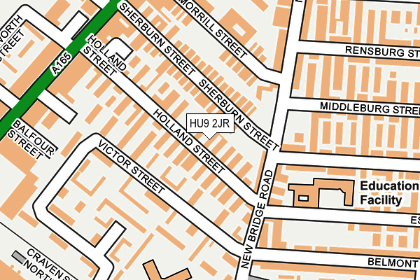 HU9 2JR map - OS OpenMap – Local (Ordnance Survey)