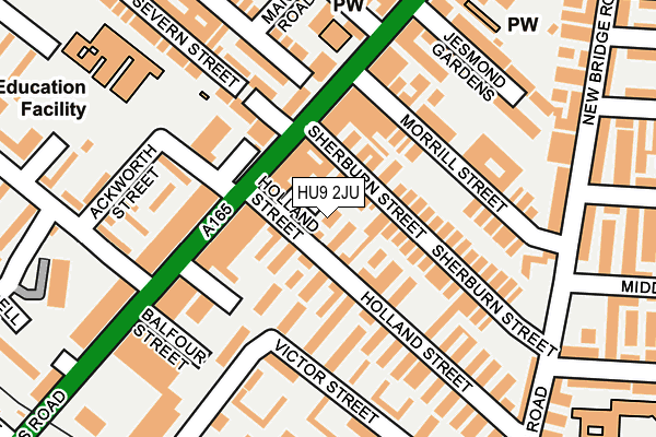 HU9 2JU map - OS OpenMap – Local (Ordnance Survey)