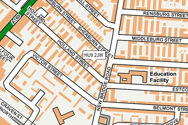 HU9 2JW map - OS OpenMap – Local (Ordnance Survey)