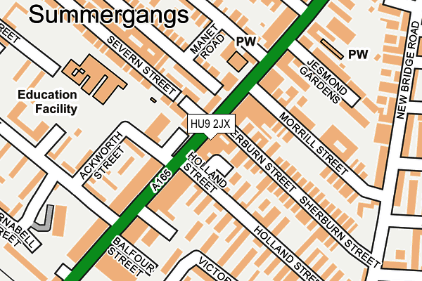 HU9 2JX map - OS OpenMap – Local (Ordnance Survey)
