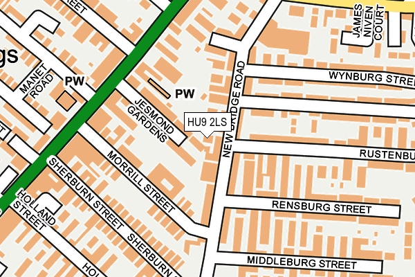 HU9 2LS map - OS OpenMap – Local (Ordnance Survey)