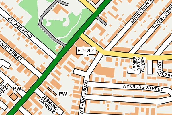 HU9 2LZ map - OS OpenMap – Local (Ordnance Survey)