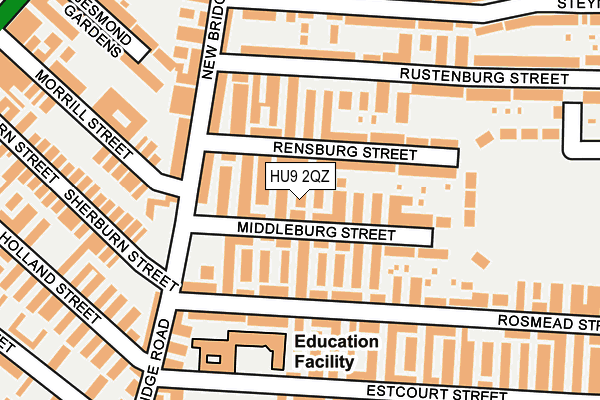 HU9 2QZ map - OS OpenMap – Local (Ordnance Survey)