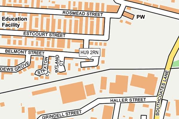 HU9 2RN map - OS OpenMap – Local (Ordnance Survey)