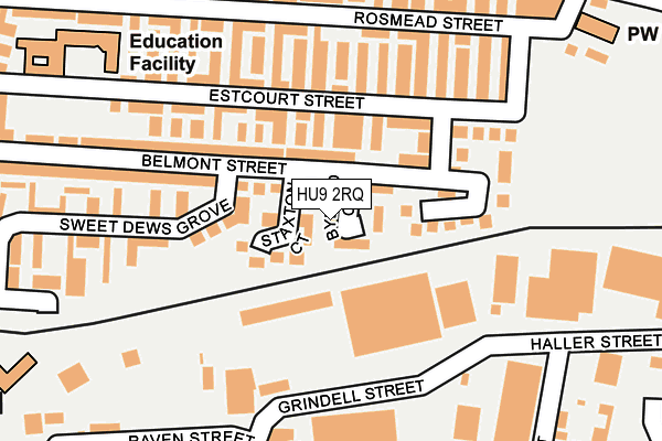 HU9 2RQ map - OS OpenMap – Local (Ordnance Survey)