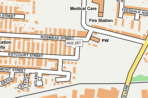 HU9 2RT map - OS OpenMap – Local (Ordnance Survey)