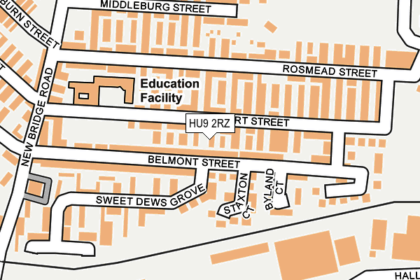HU9 2RZ map - OS OpenMap – Local (Ordnance Survey)