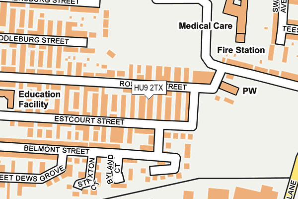 HU9 2TX map - OS OpenMap – Local (Ordnance Survey)