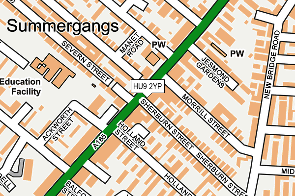 HU9 2YP map - OS OpenMap – Local (Ordnance Survey)