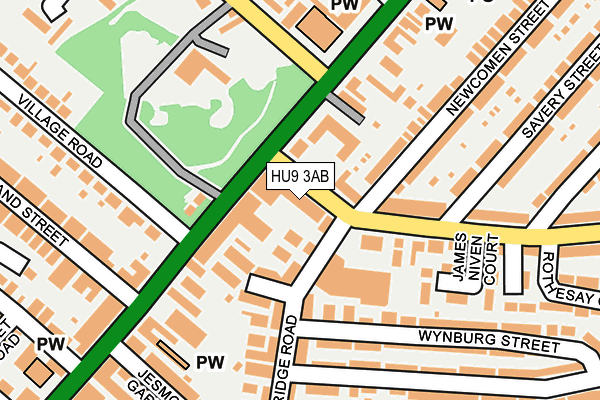 HU9 3AB map - OS OpenMap – Local (Ordnance Survey)