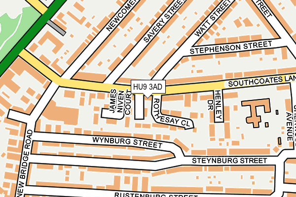 HU9 3AD map - OS OpenMap – Local (Ordnance Survey)