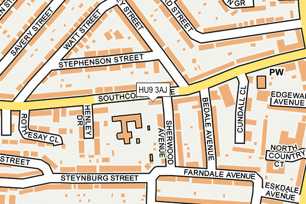 HU9 3AJ map - OS OpenMap – Local (Ordnance Survey)