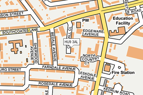 HU9 3AL map - OS OpenMap – Local (Ordnance Survey)
