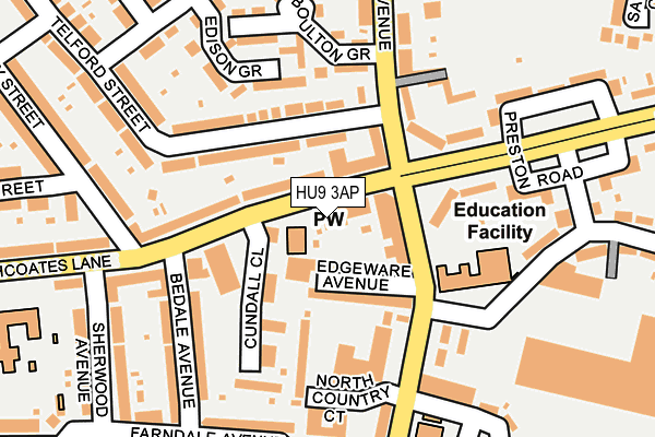 HU9 3AP map - OS OpenMap – Local (Ordnance Survey)