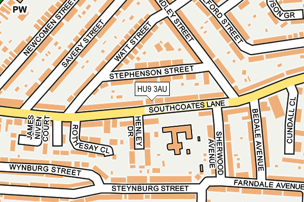 HU9 3AU map - OS OpenMap – Local (Ordnance Survey)