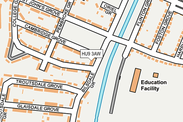 HU9 3AW map - OS OpenMap – Local (Ordnance Survey)