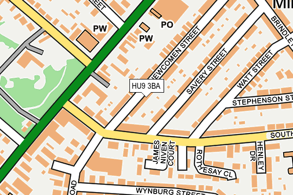 HU9 3BA map - OS OpenMap – Local (Ordnance Survey)