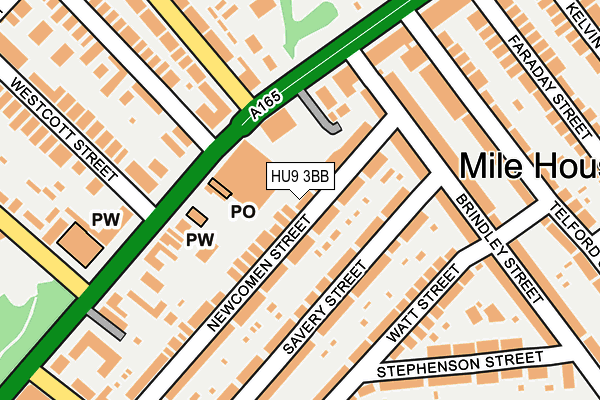 HU9 3BB map - OS OpenMap – Local (Ordnance Survey)