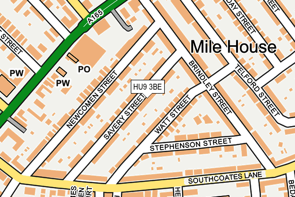 HU9 3BE map - OS OpenMap – Local (Ordnance Survey)
