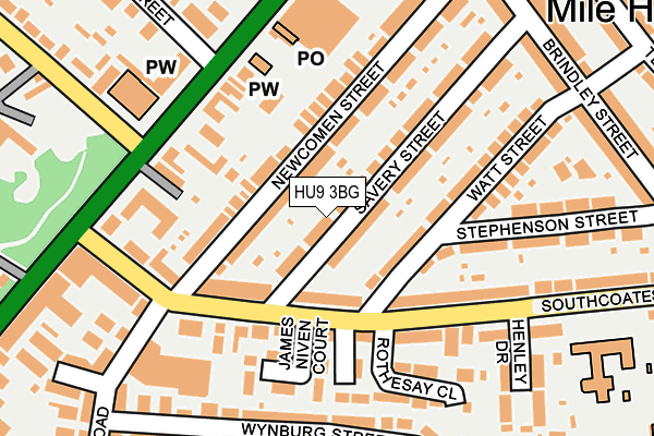 HU9 3BG map - OS OpenMap – Local (Ordnance Survey)