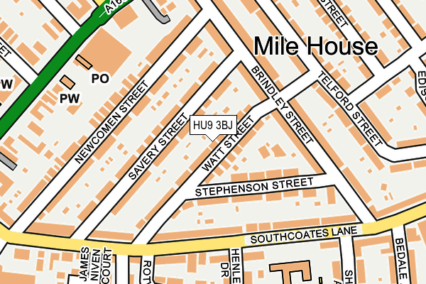 HU9 3BJ map - OS OpenMap – Local (Ordnance Survey)