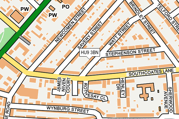 HU9 3BN map - OS OpenMap – Local (Ordnance Survey)