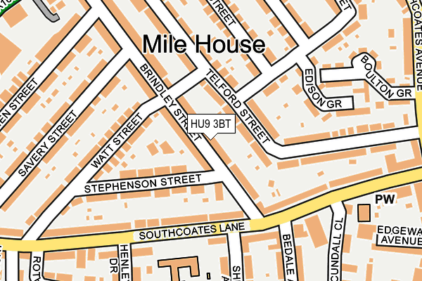 HU9 3BT map - OS OpenMap – Local (Ordnance Survey)