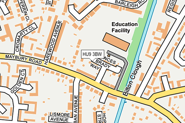 HU9 3BW map - OS OpenMap – Local (Ordnance Survey)