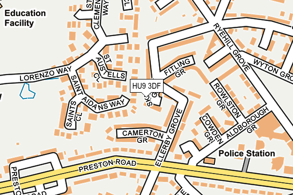 HU9 3DF map - OS OpenMap – Local (Ordnance Survey)