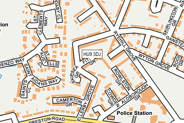 HU9 3DJ map - OS OpenMap – Local (Ordnance Survey)