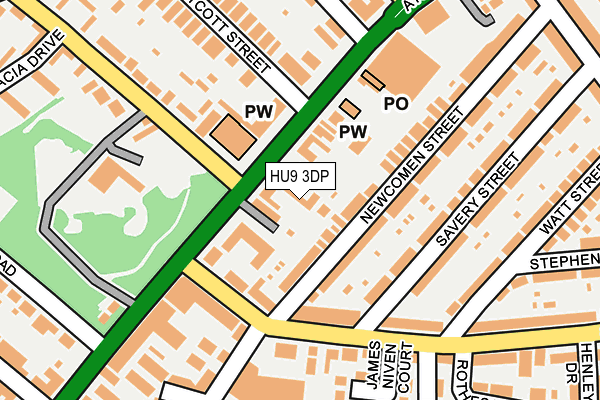 HU9 3DP map - OS OpenMap – Local (Ordnance Survey)