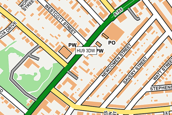 HU9 3DW map - OS OpenMap – Local (Ordnance Survey)