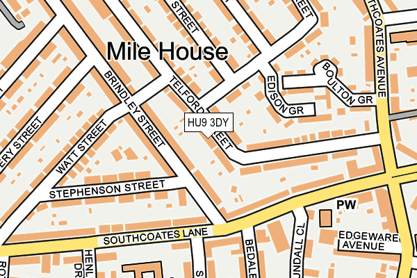 HU9 3DY map - OS OpenMap – Local (Ordnance Survey)