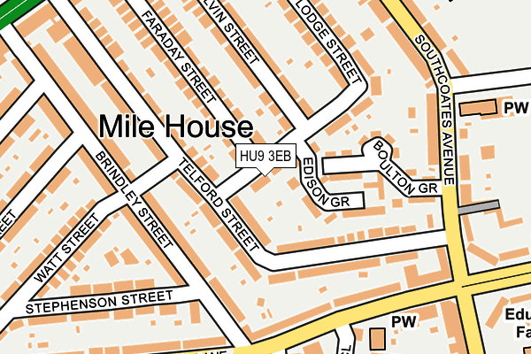 HU9 3EB map - OS OpenMap – Local (Ordnance Survey)
