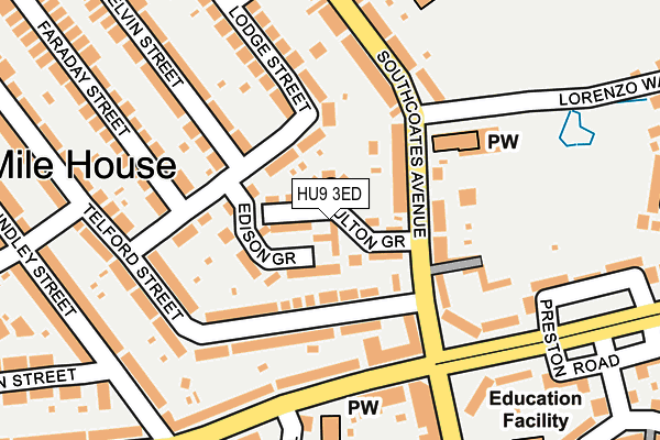 HU9 3ED map - OS OpenMap – Local (Ordnance Survey)